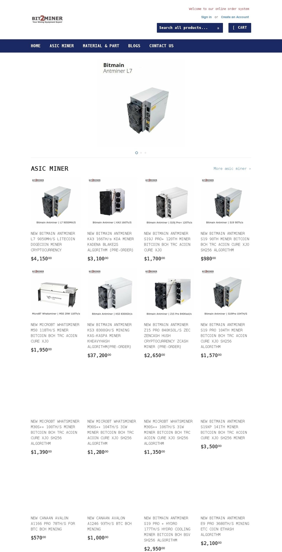bit2miner.com shopify website screenshot