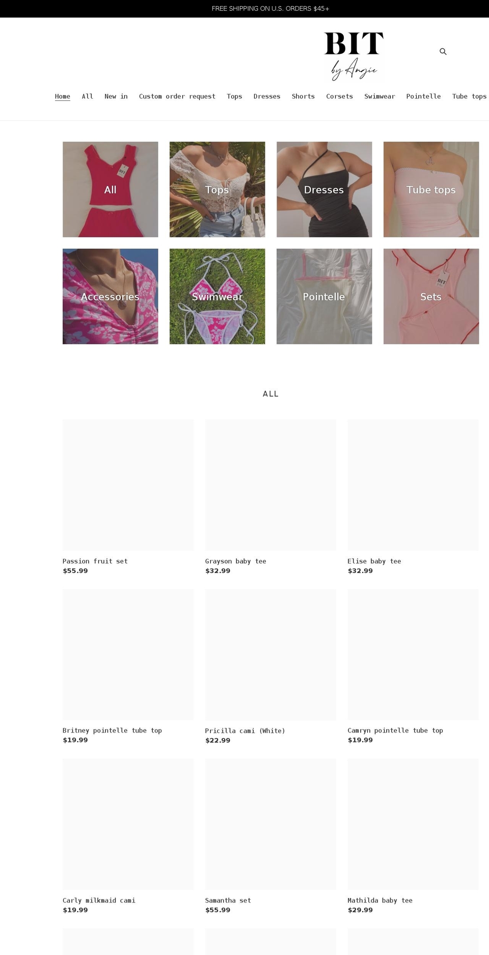 bitbyangie.com shopify website screenshot