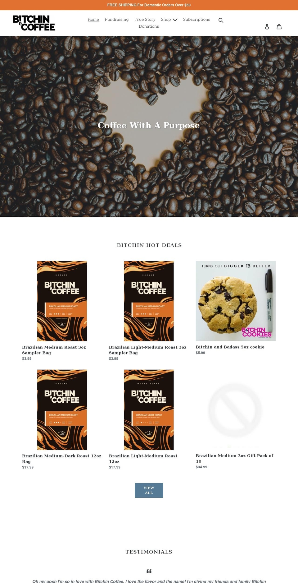bitchincoffeebean.com shopify website screenshot