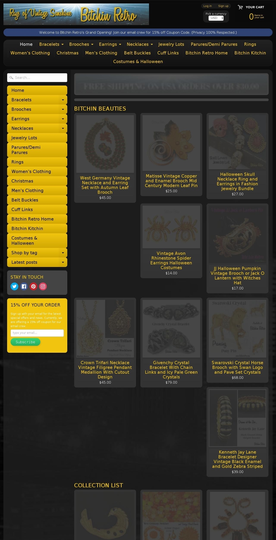 bitchinretro.com shopify website screenshot
