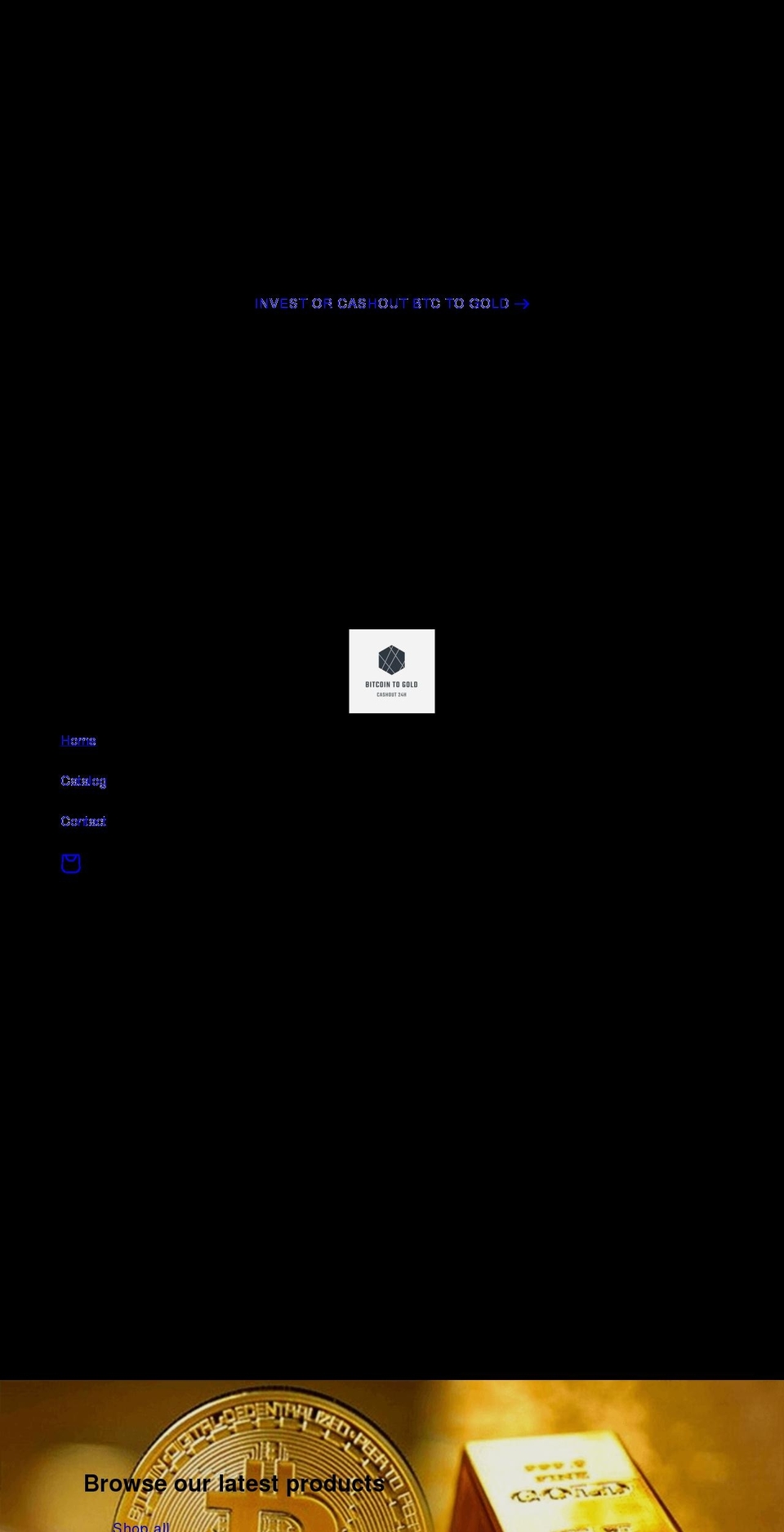 bitcoin-to-gold.com shopify website screenshot