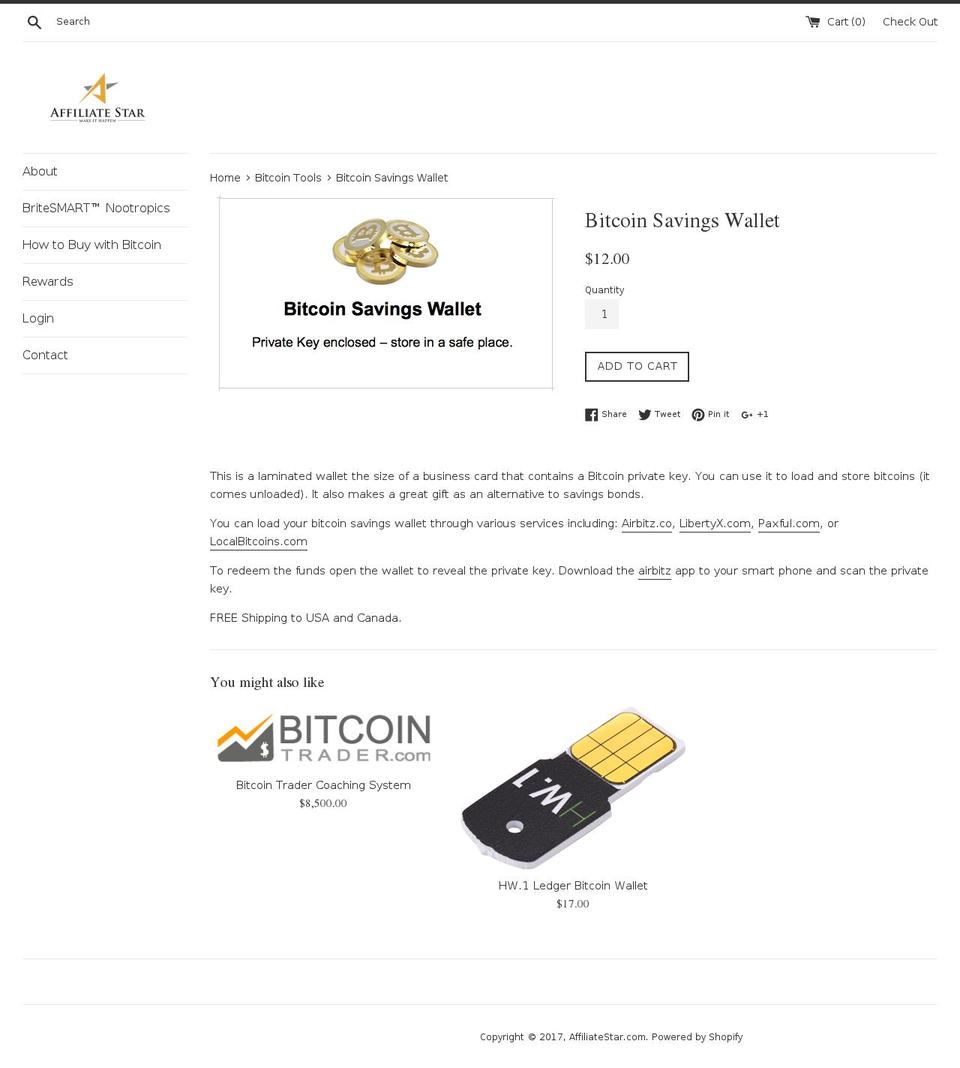 bitcoinsavingswallet.com shopify website screenshot