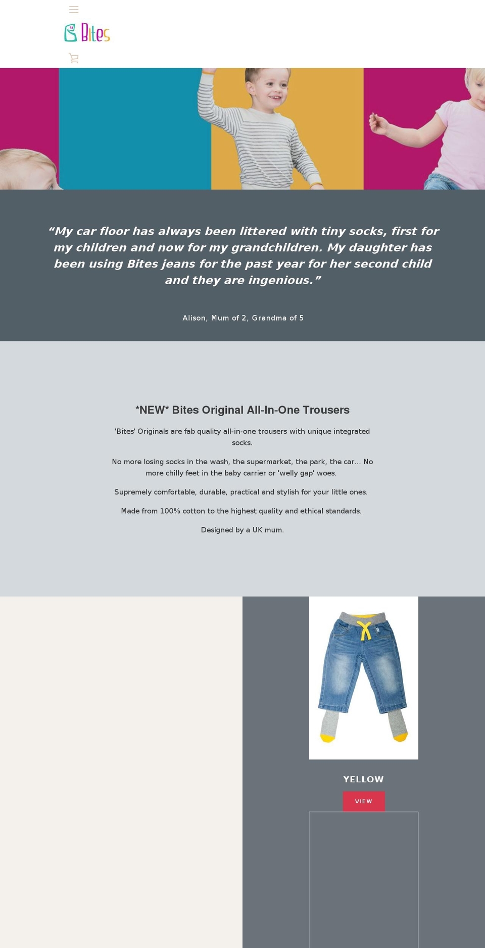 bitesbabywear.com — Shopify storefront screenshot