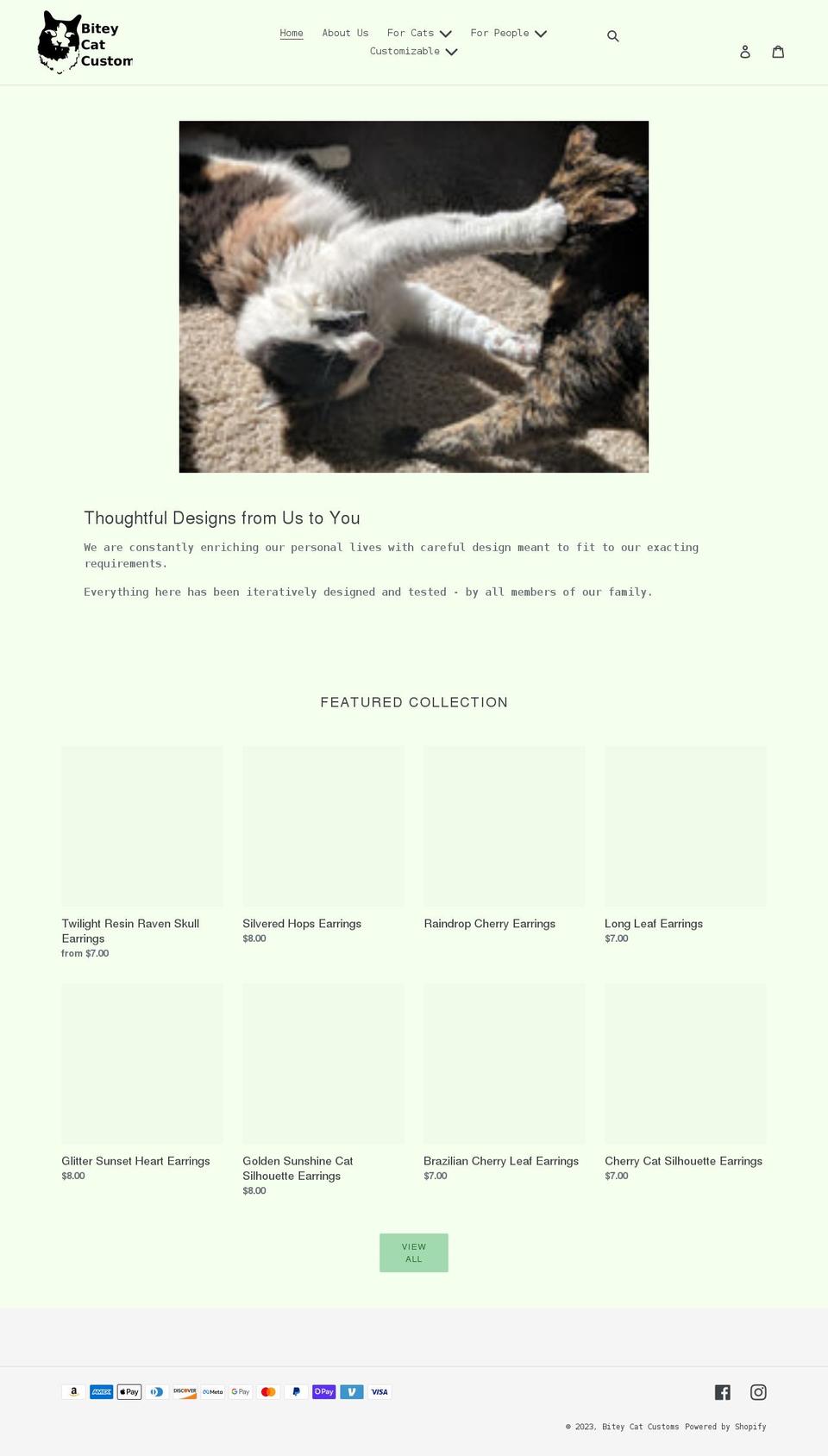 biteycatcustoms.com shopify website screenshot