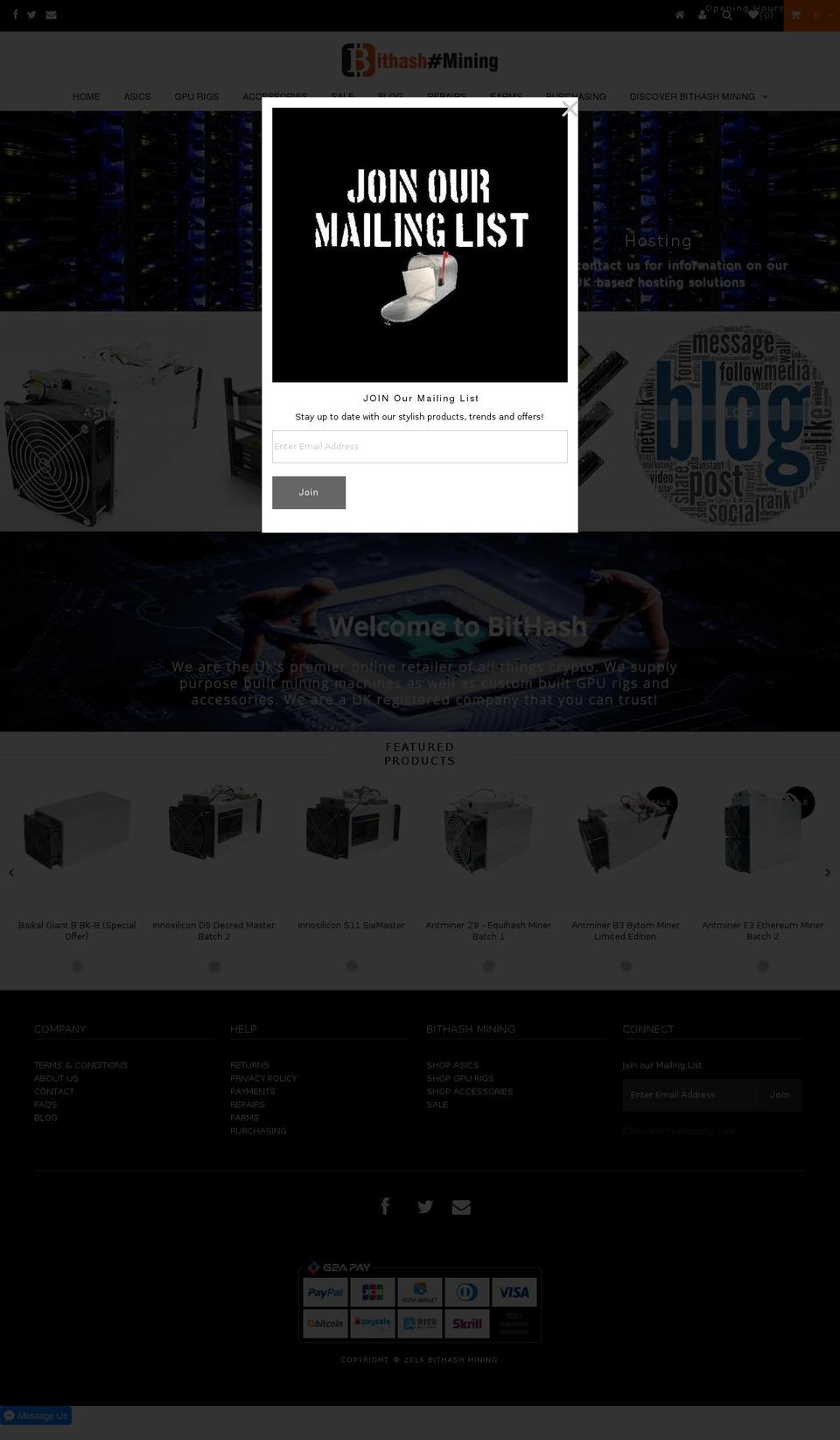 bithashmining.com shopify website screenshot