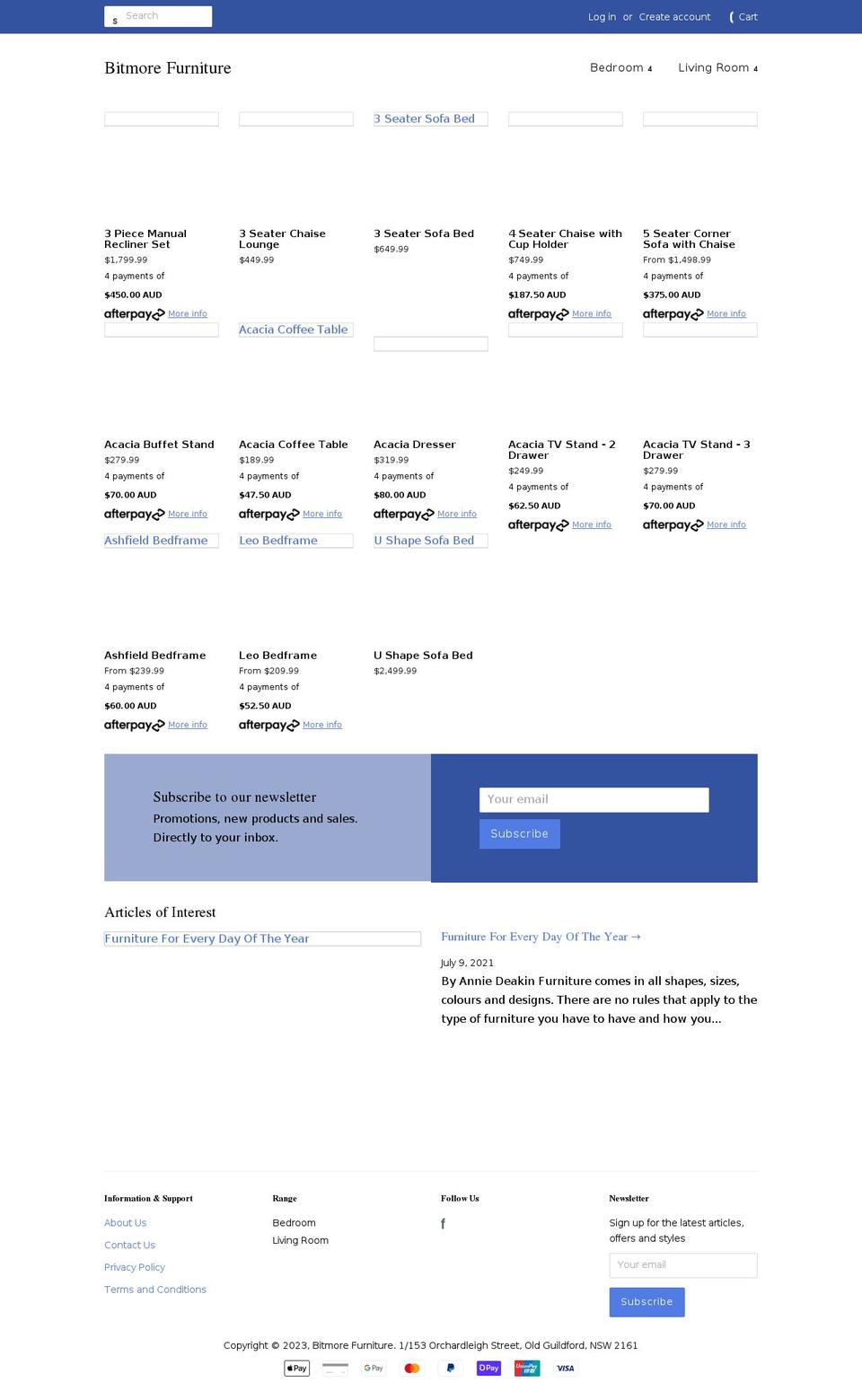 bitmorefurniture.com.au shopify website screenshot