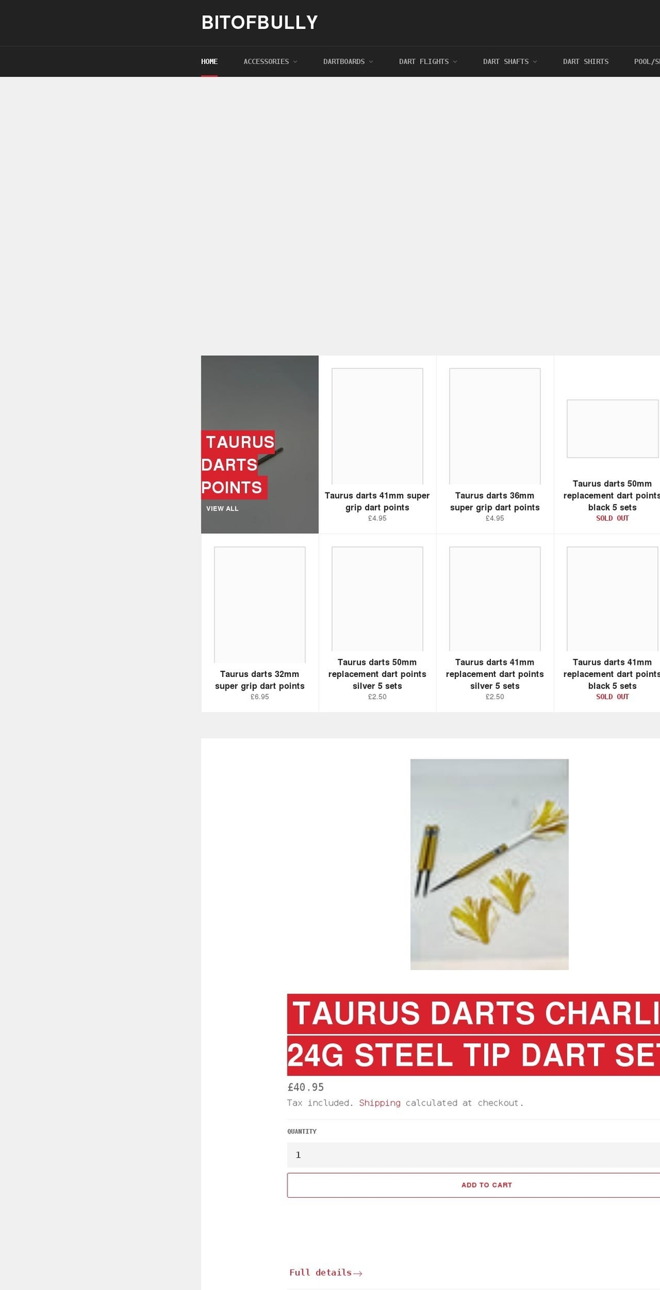 bitofbullydarts.com shopify website screenshot