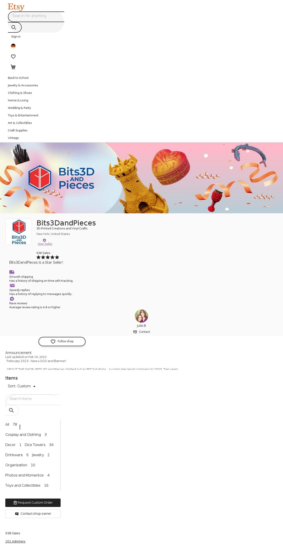 bits3dandpieces.com — Shopify storefront screenshot