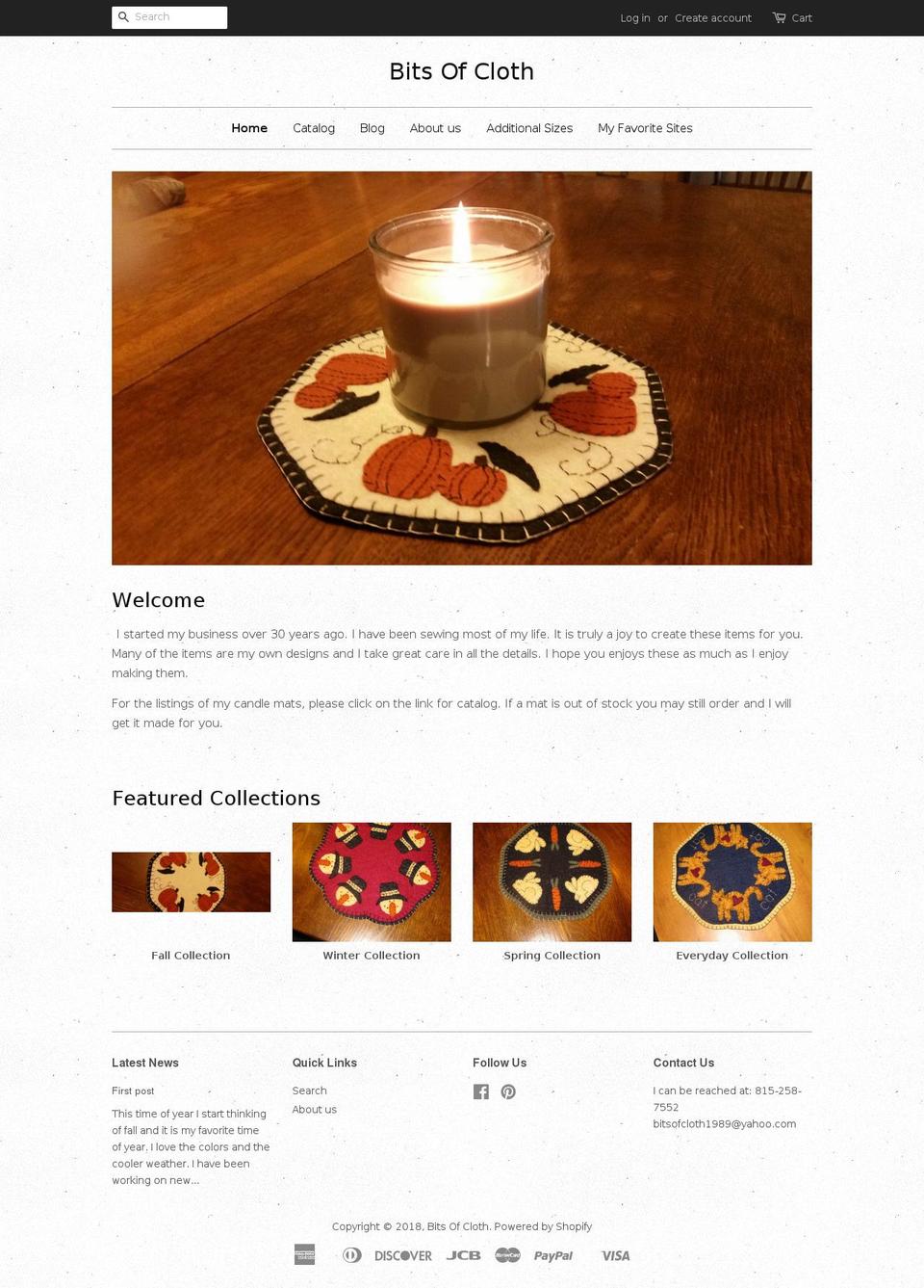 bitsofcloth.com — Shopify storefront screenshot