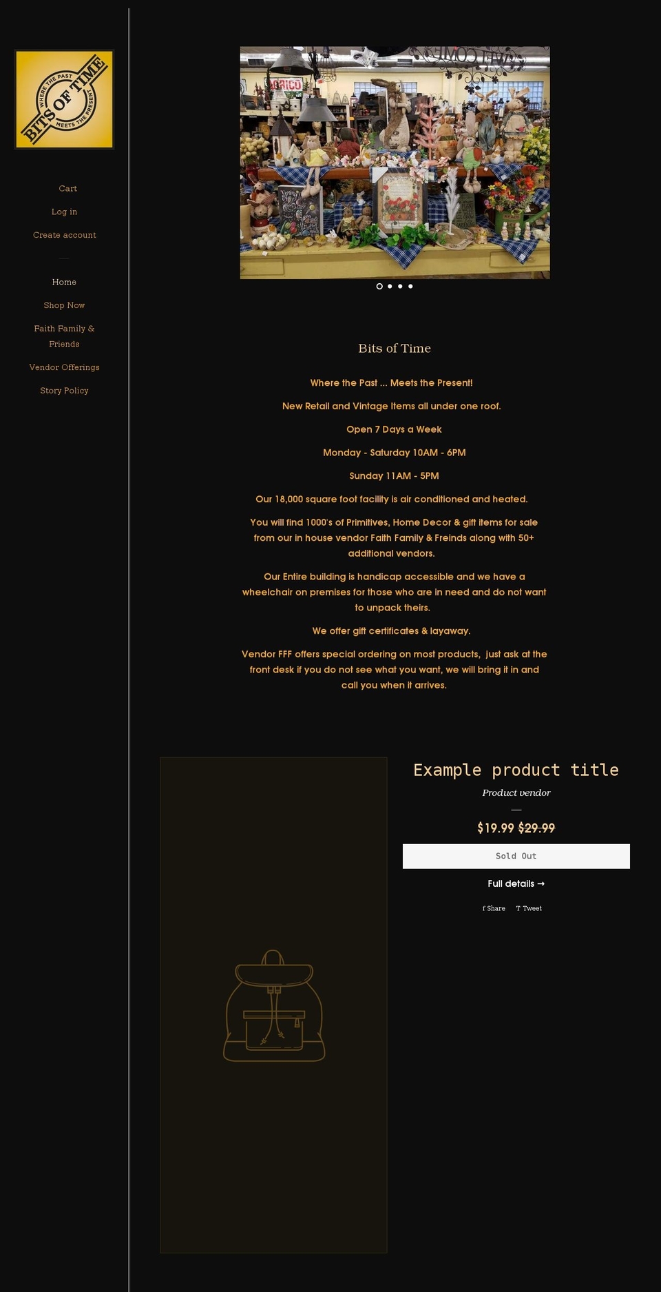bitsoftimebedfordpa.com shopify website screenshot