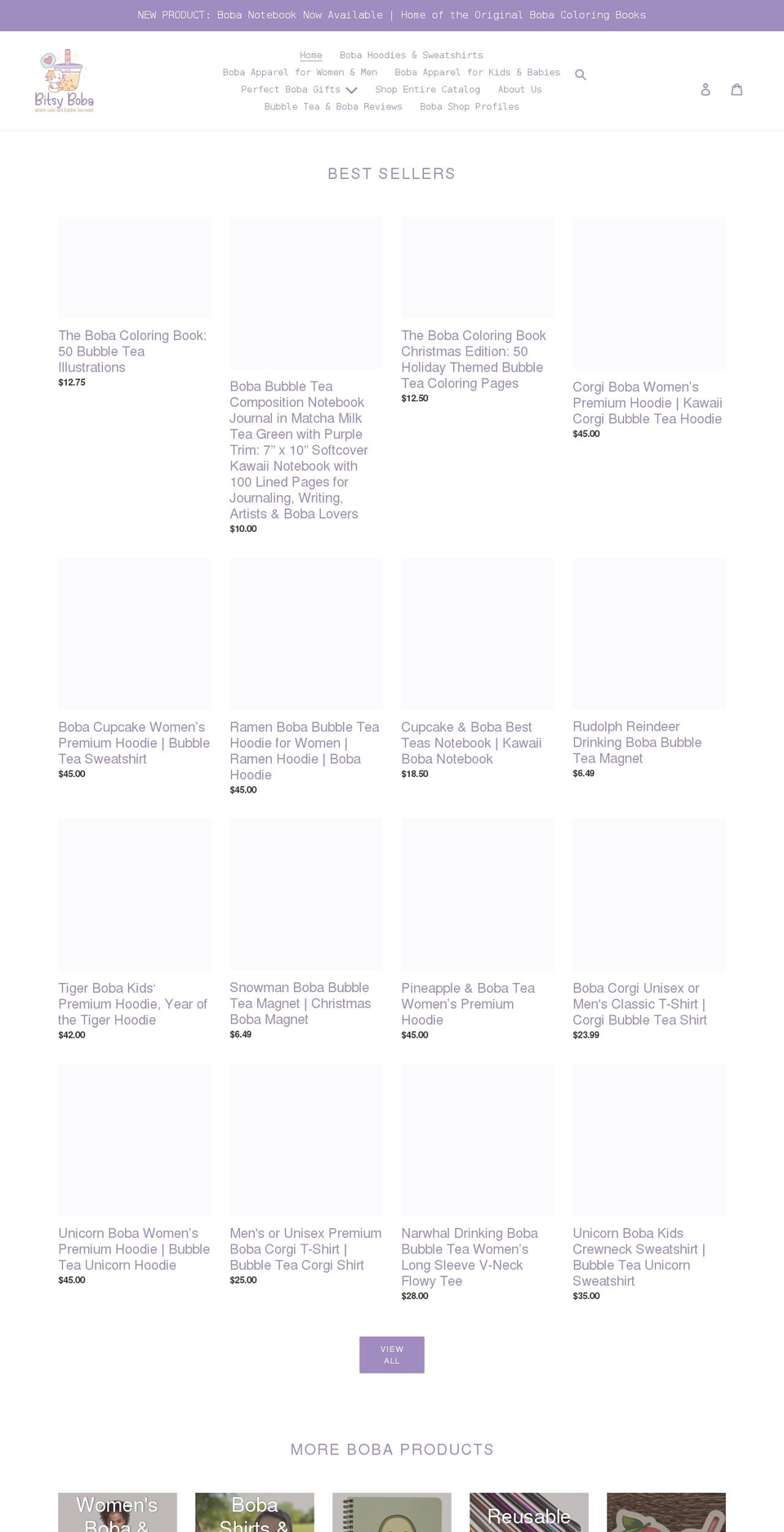 bitsyboba.com shopify website screenshot