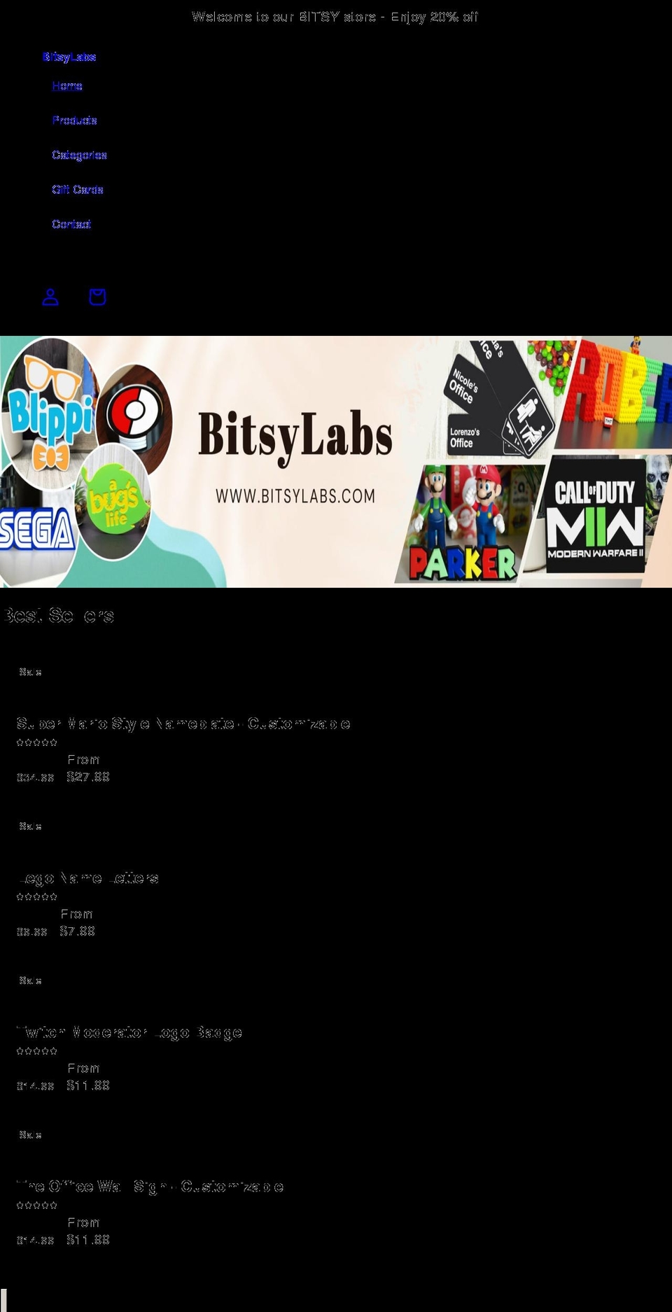 bitsylabs.com shopify website screenshot