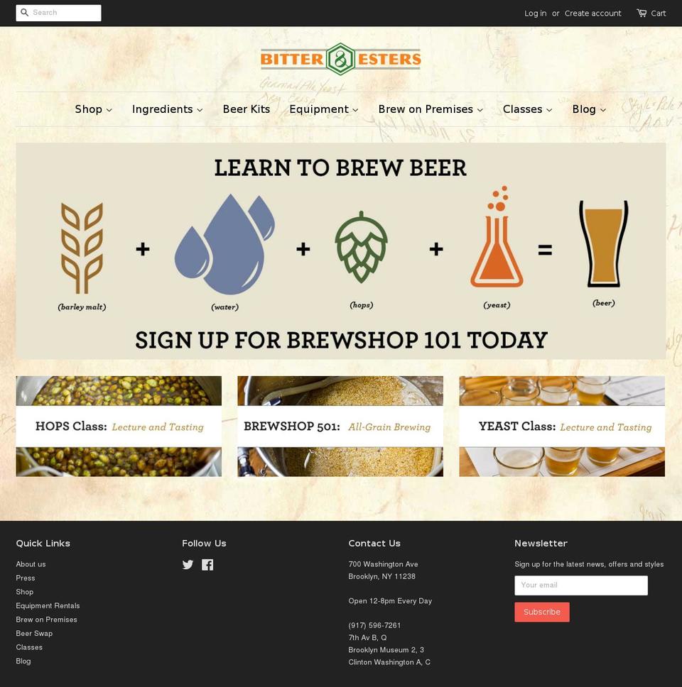 bitterandester.com shopify website screenshot
