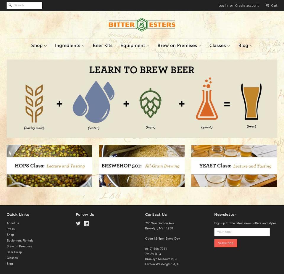 bitterandesters.com shopify website screenshot