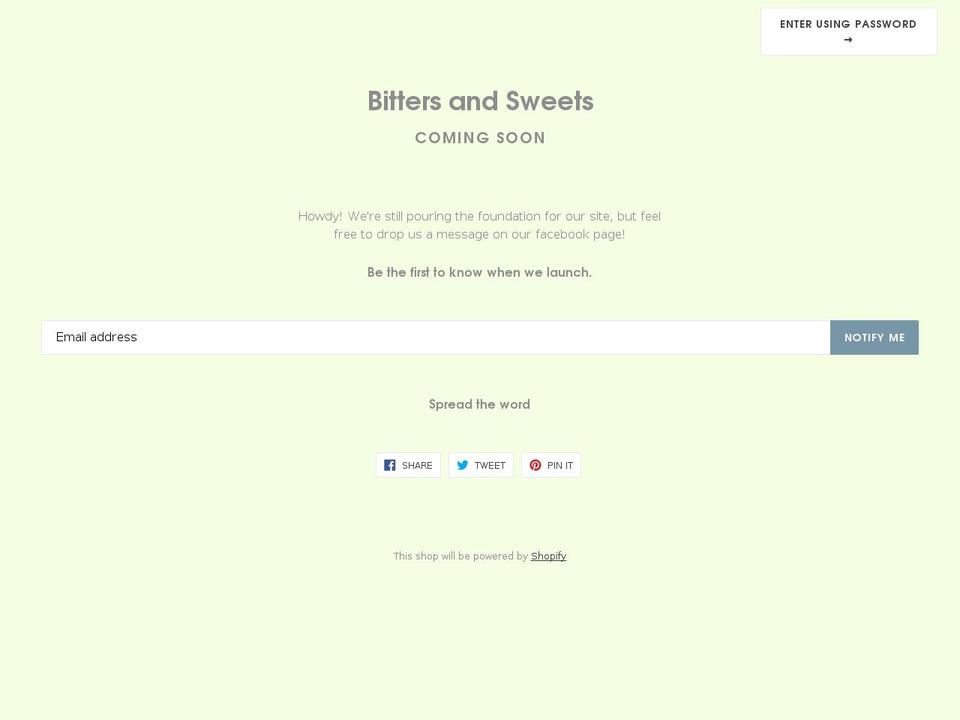 bittersandsweets.com — Shopify storefront screenshot