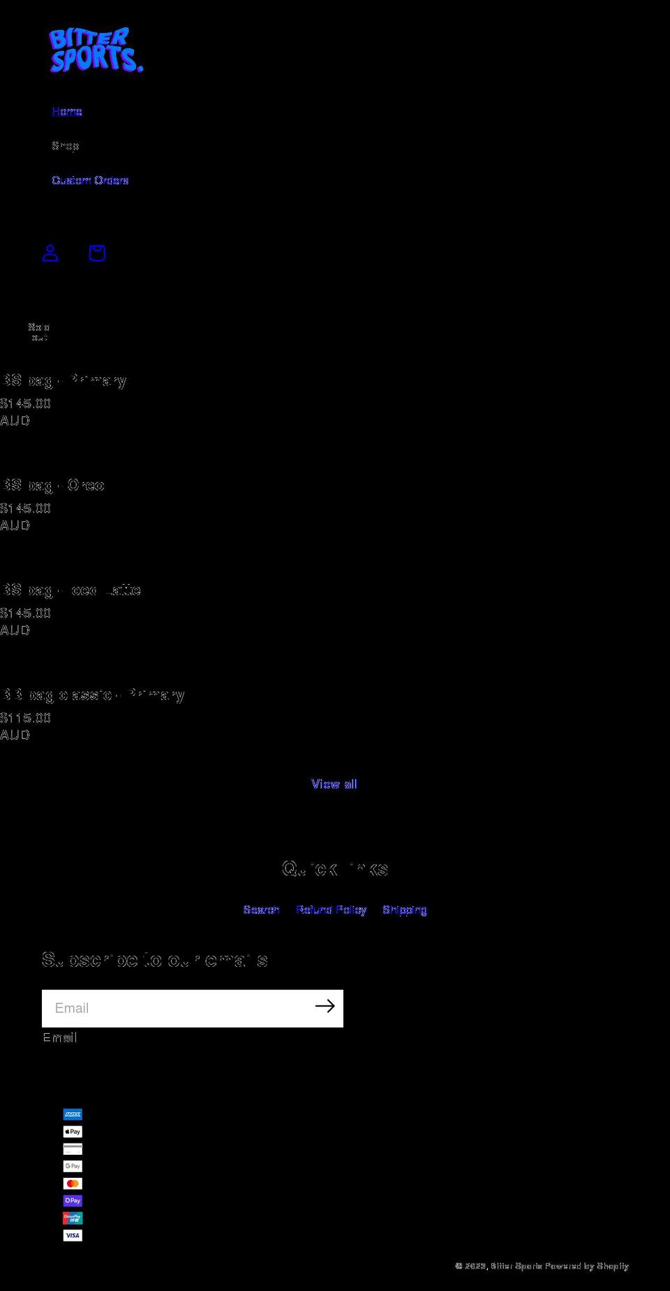 bittersports.com.au shopify website screenshot
