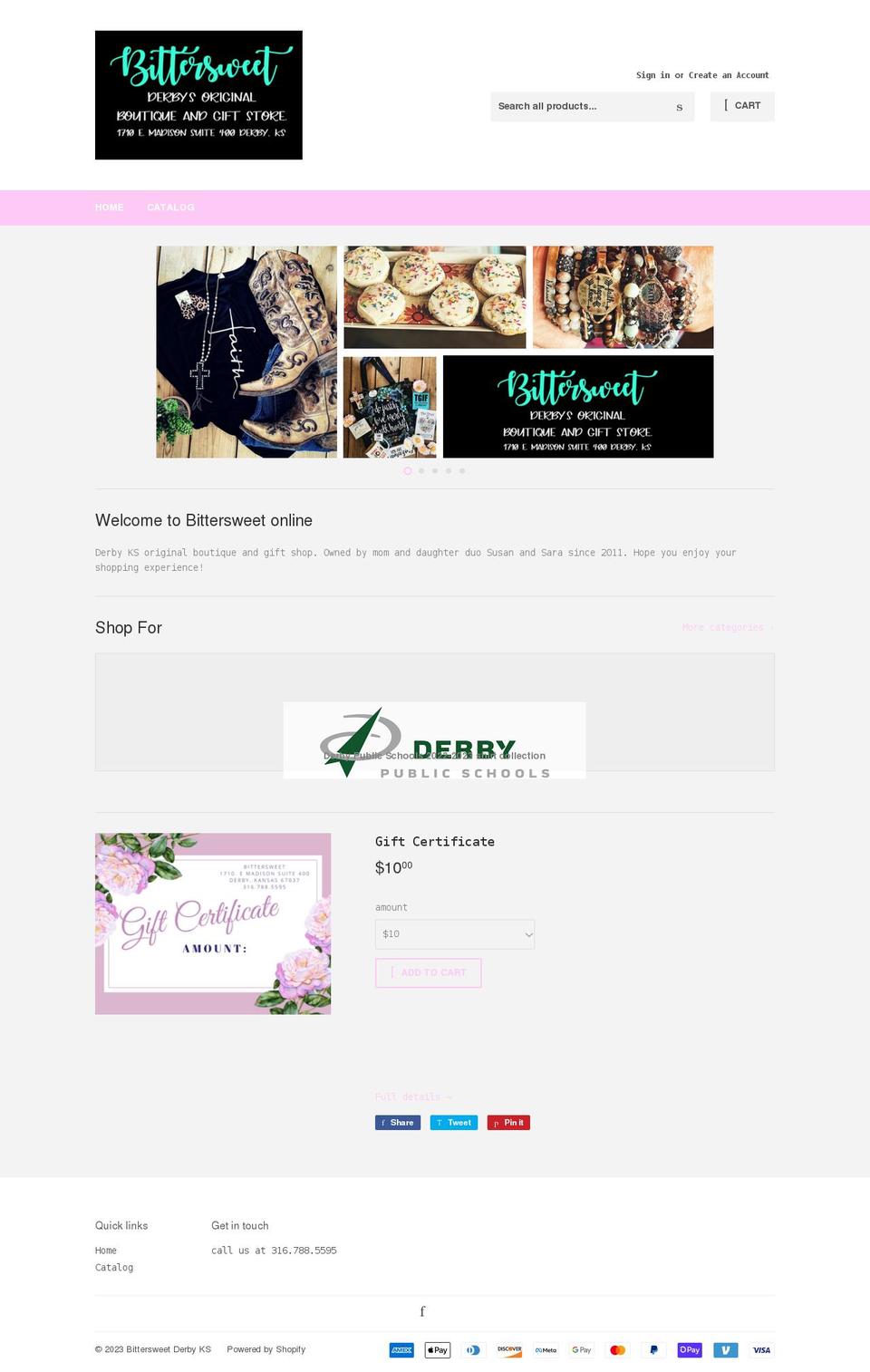 bittersweetderbyks.com shopify website screenshot