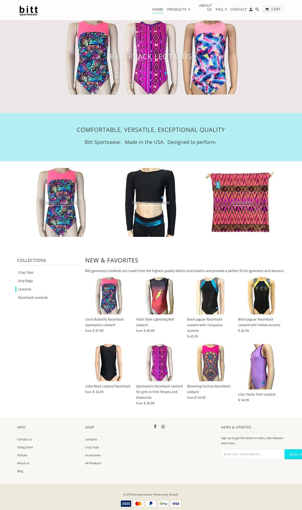 bittleotards.com — Shopify storefront screenshot
