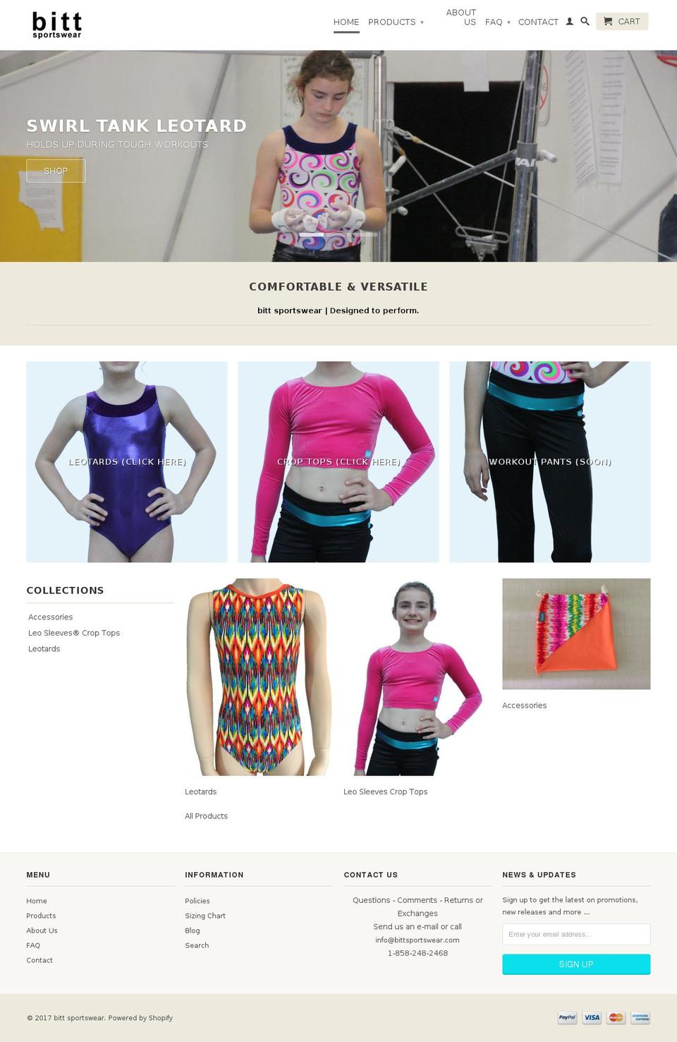 bittsportswear.com shopify website screenshot