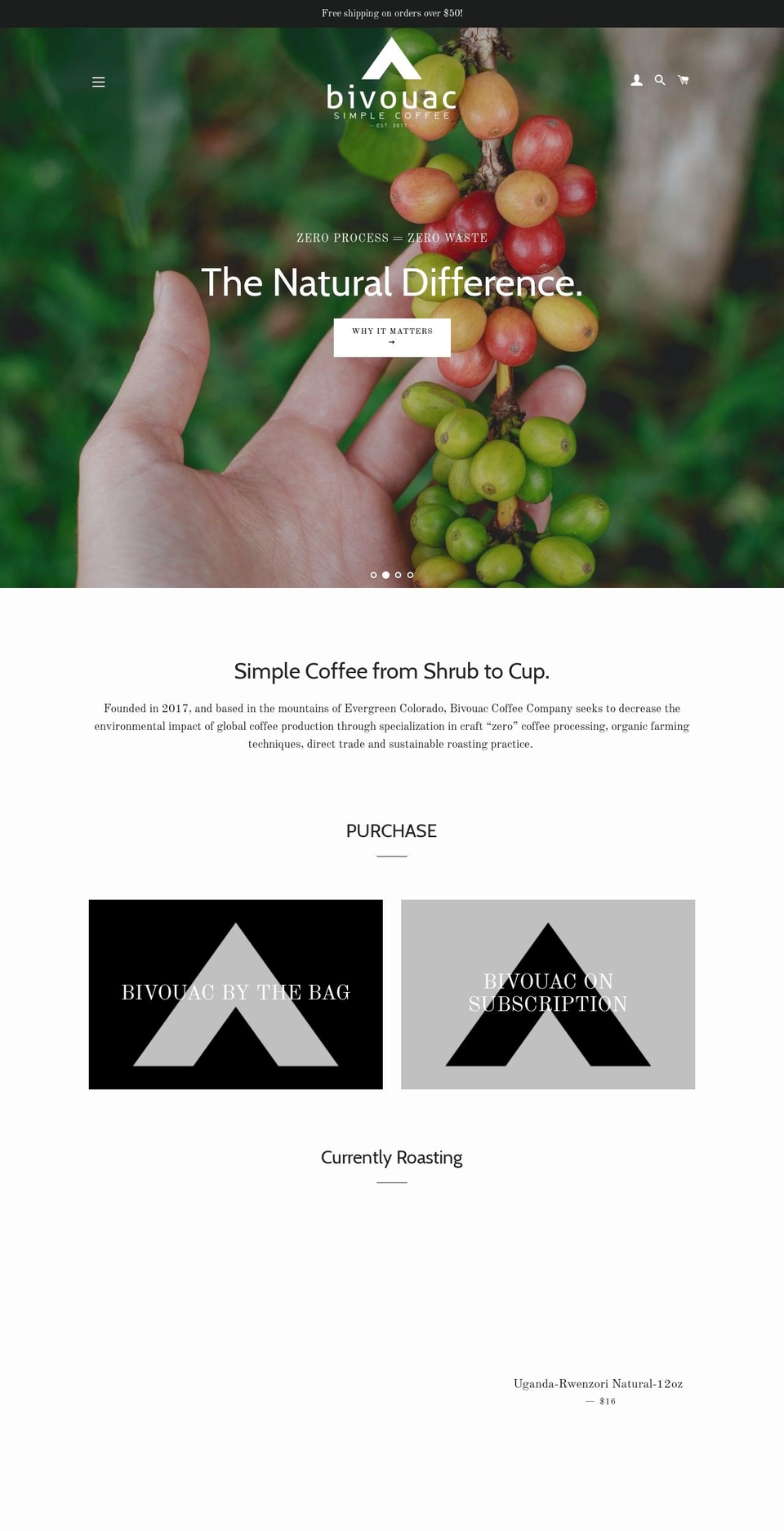 bivouaccoffee.com — Shopify storefront screenshot