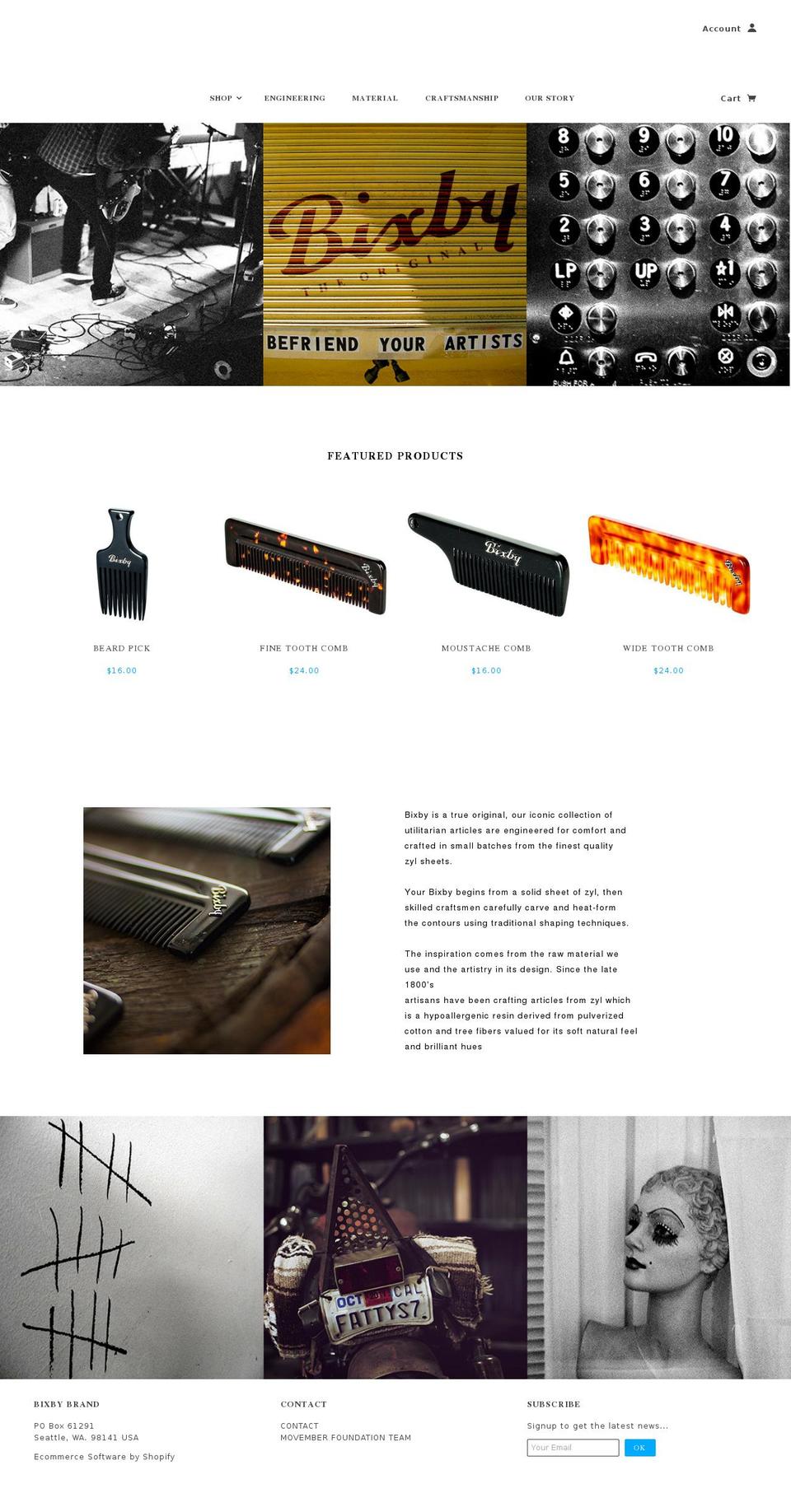 bixbycombs.com shopify website screenshot
