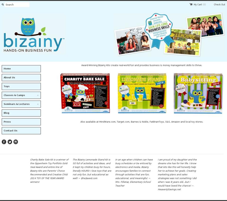 bizainy.net shopify website screenshot