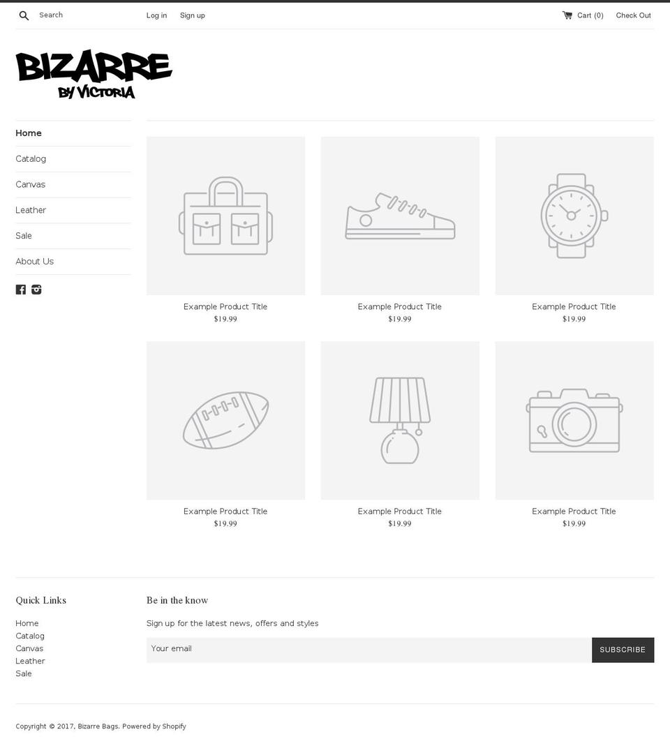 bizarrebags.com shopify website screenshot