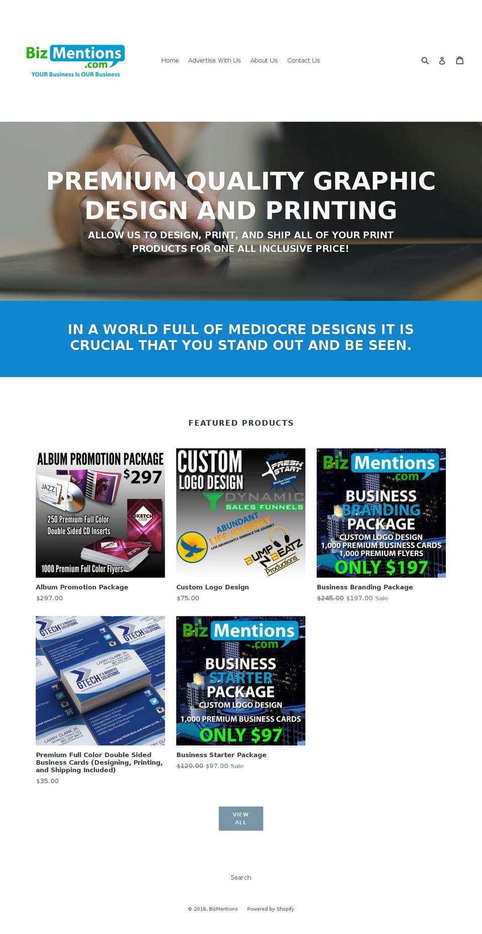 bizmentions.com — Shopify storefront screenshot