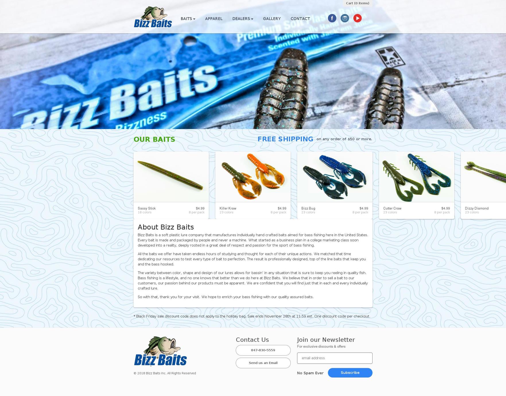 bizzbaits.com shopify website screenshot