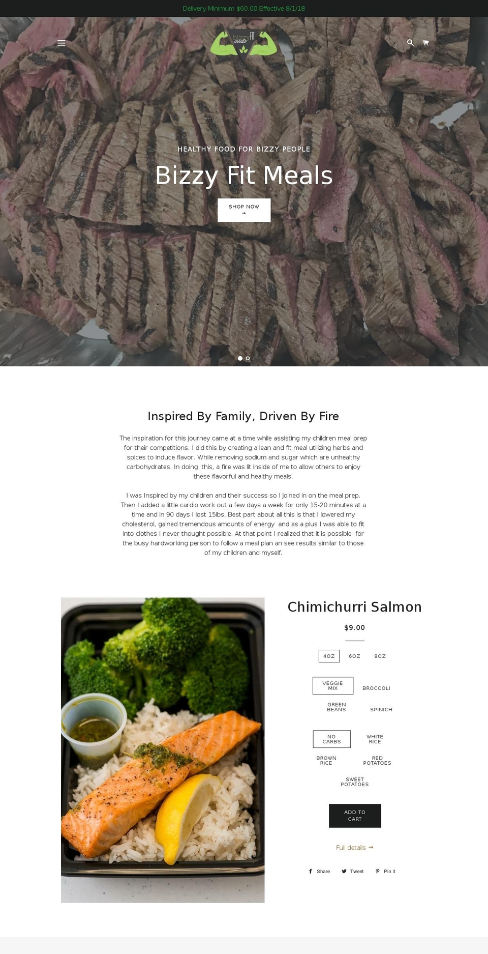 bizzyfitmeals.com — Shopify storefront screenshot