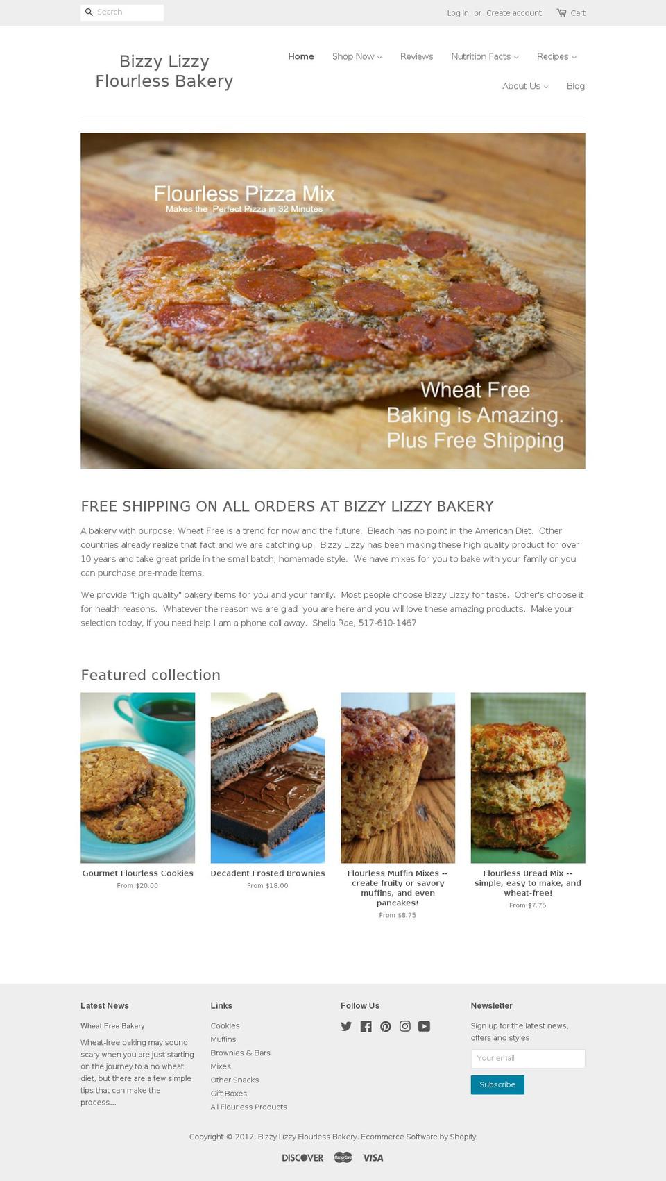 bizzylizzybakery.com shopify website screenshot