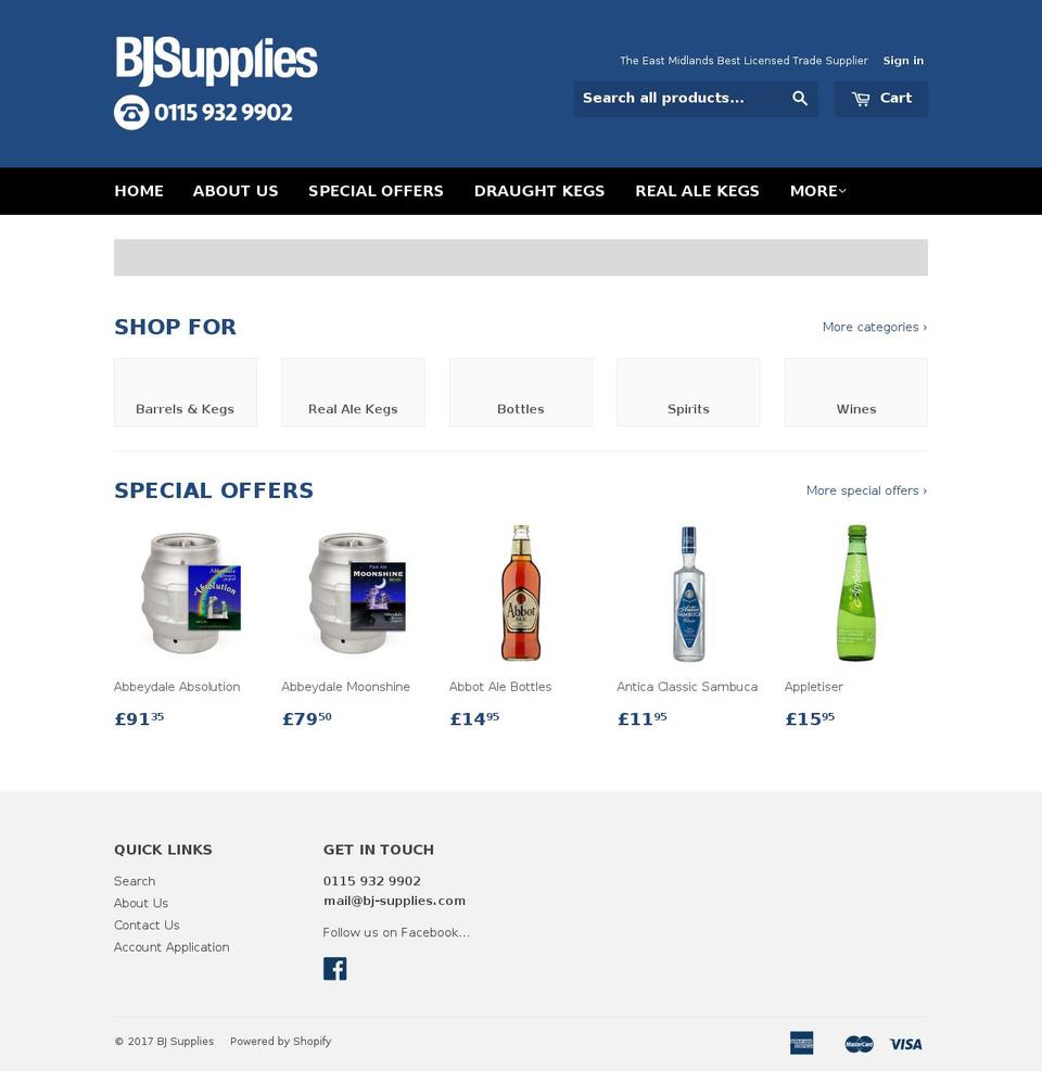 bj-supplies.com shopify website screenshot
