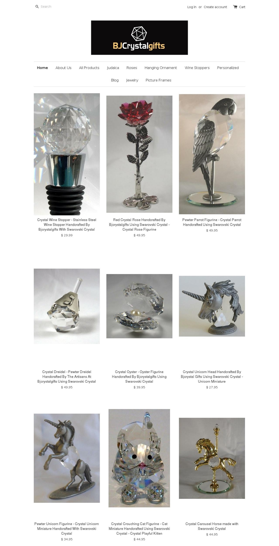 bjcrystalgifts.com shopify website screenshot