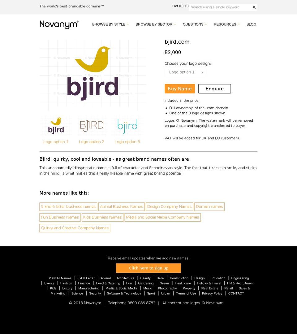 LIVE + Wishlist Email Shopify theme site example bjird.com