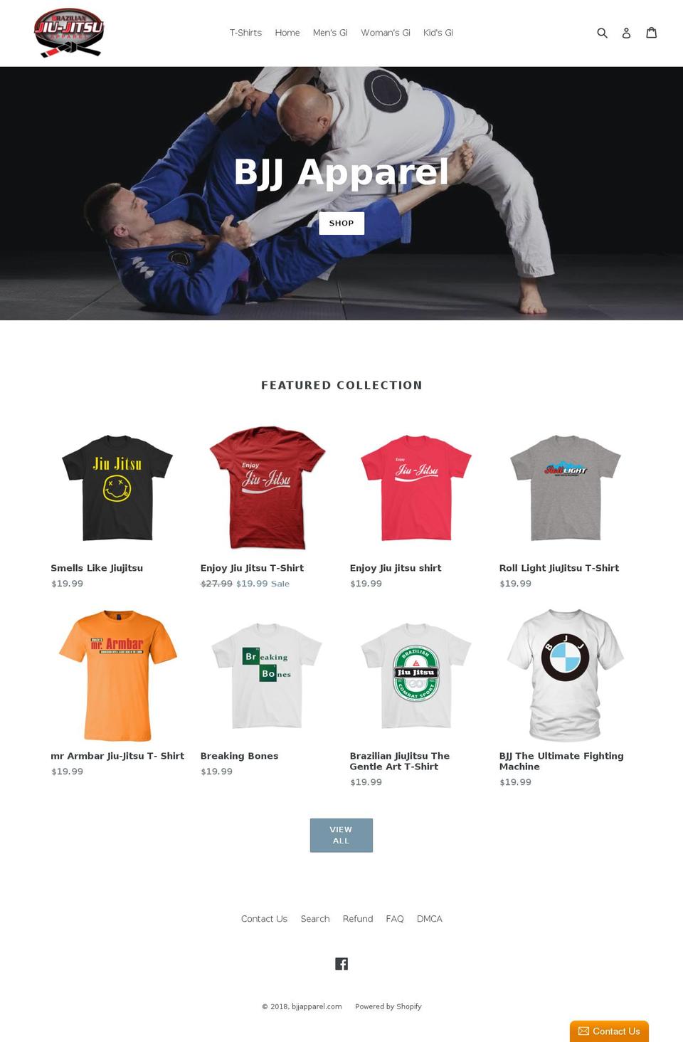 bjjapparel.com shopify website screenshot