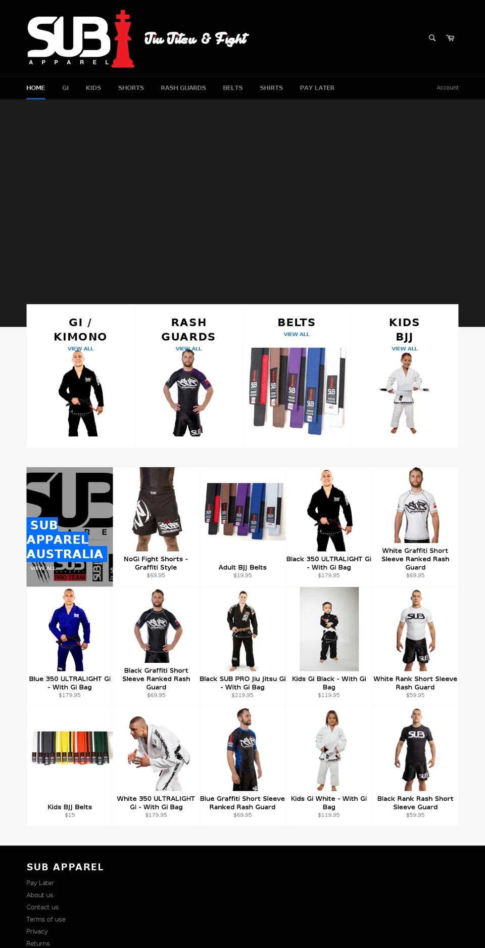 bjjaus.com shopify website screenshot
