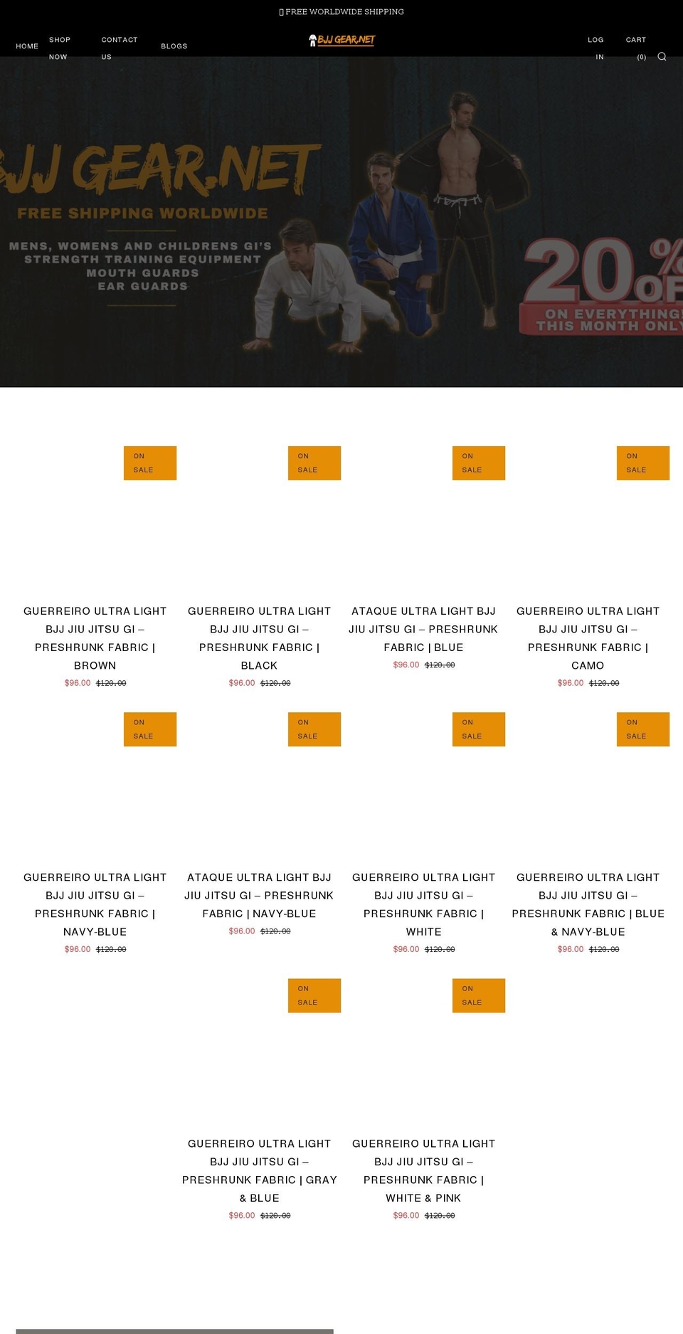 Fitness theme Shopify theme site example bjjgear.net