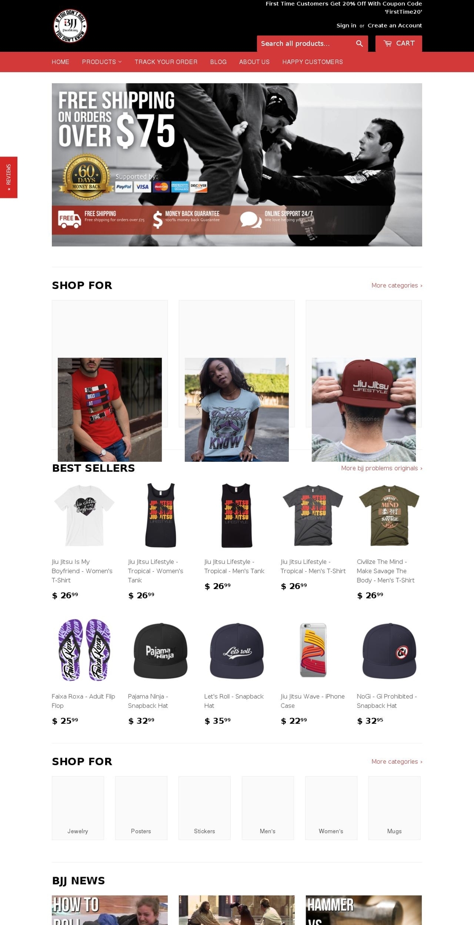 bjjproblems.com shopify website screenshot