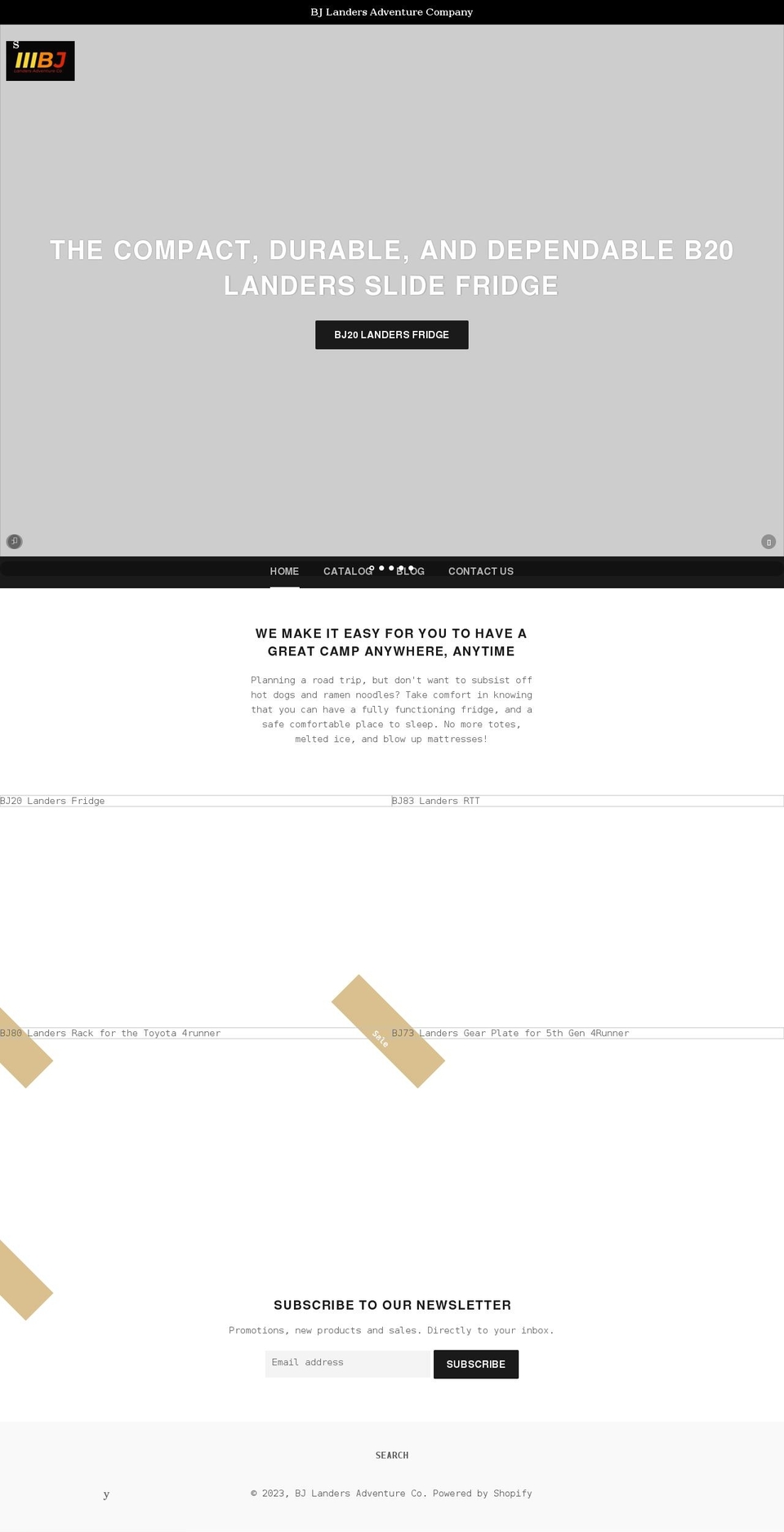 bjlanders.com shopify website screenshot