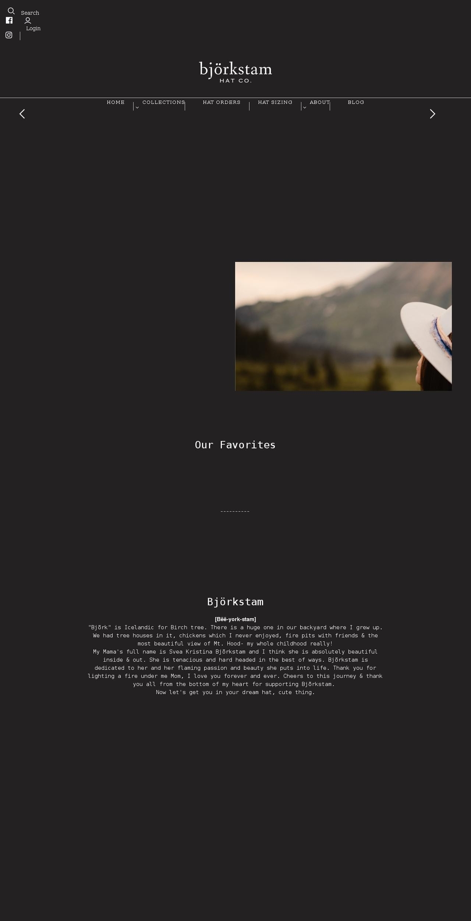 bjorkstamhatco.com shopify website screenshot