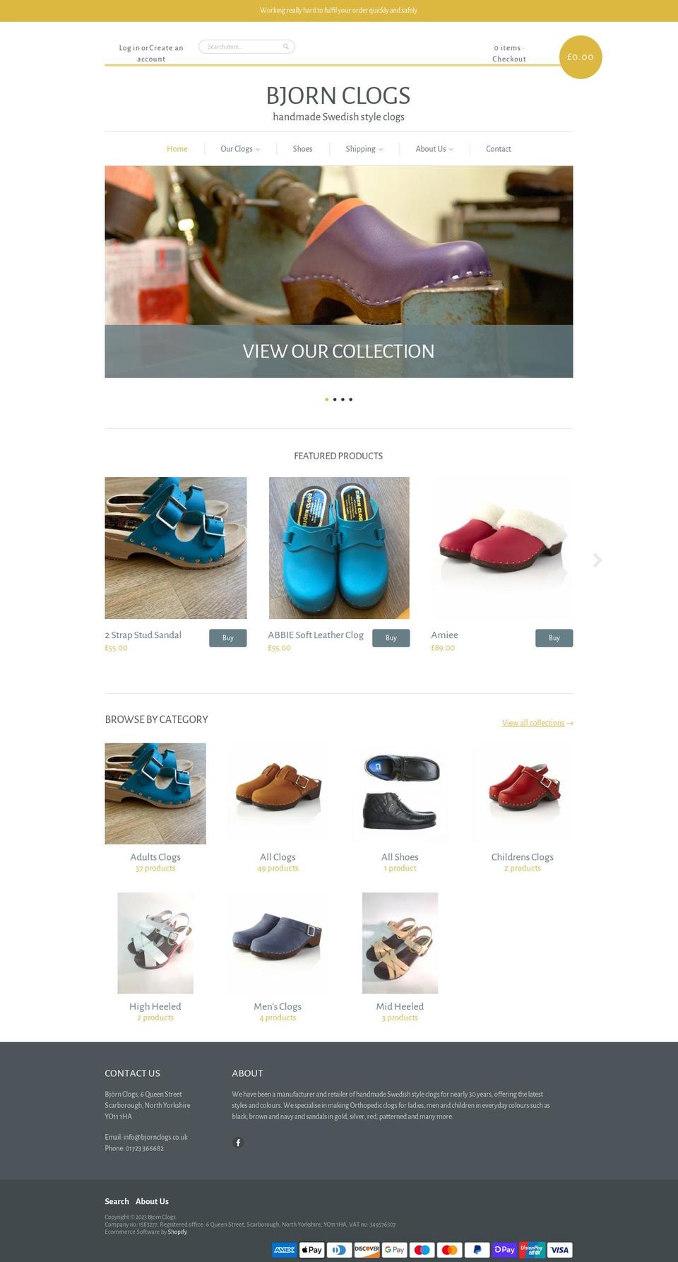 bjornclogs.co.uk shopify website screenshot