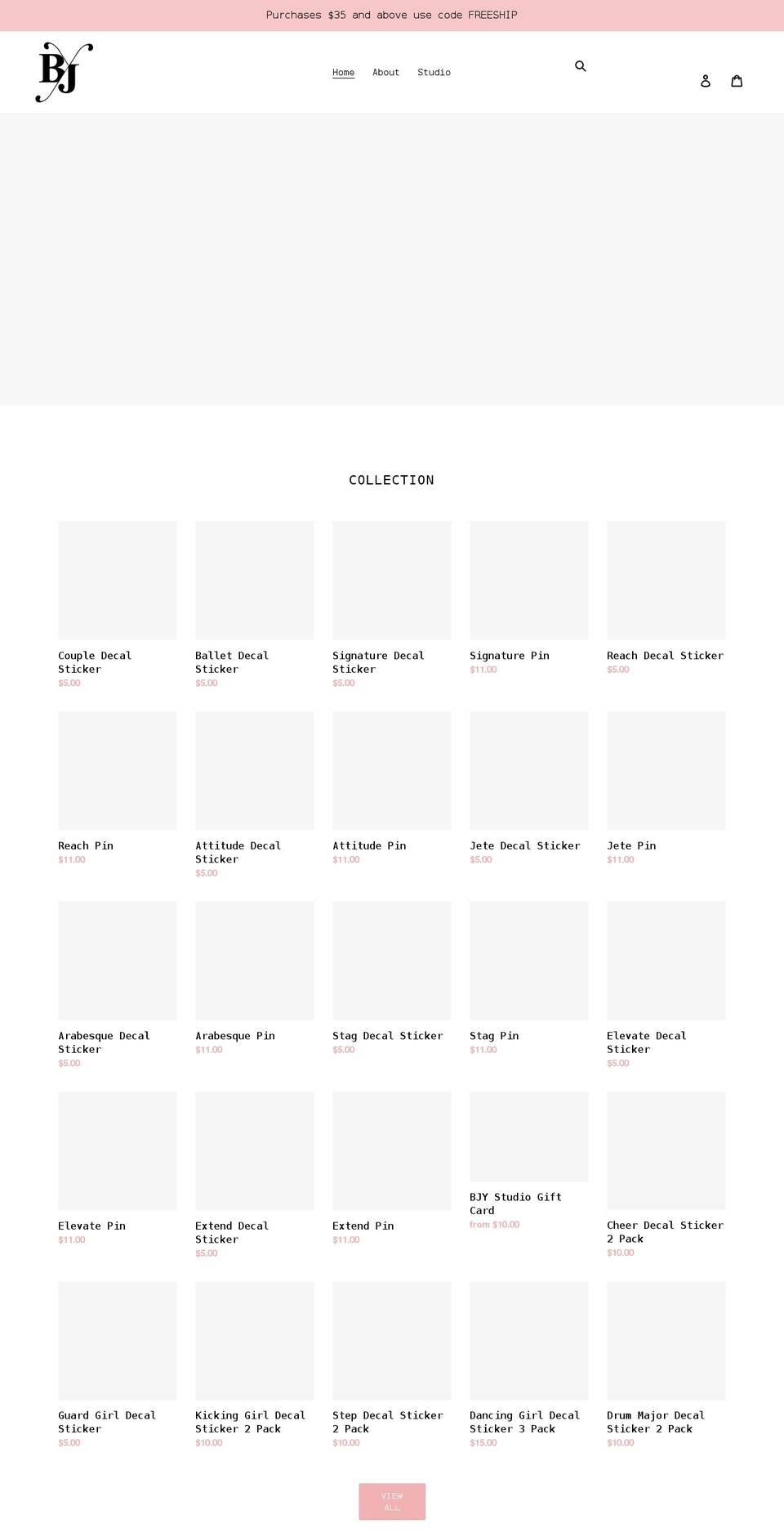 bjystudio.com shopify website screenshot