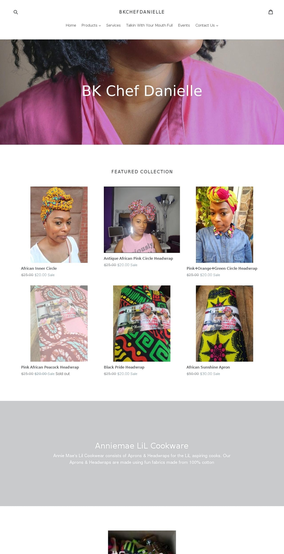 bkchefdanielle.com — Shopify storefront screenshot