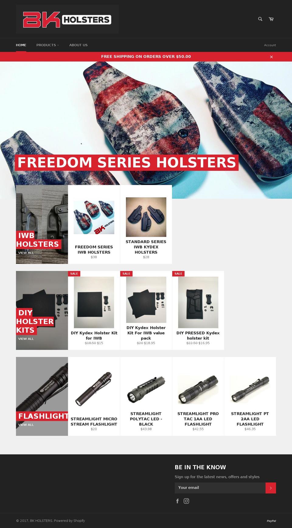 bkholsters.com shopify website screenshot
