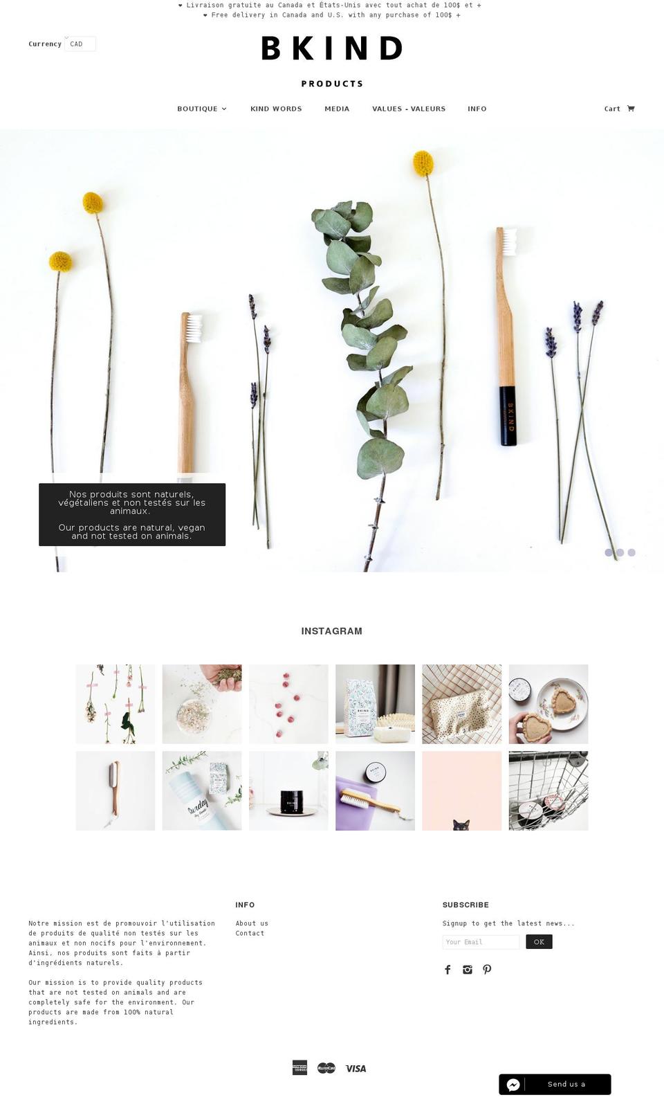 Be Yours Shopify theme site example bkind.ca
