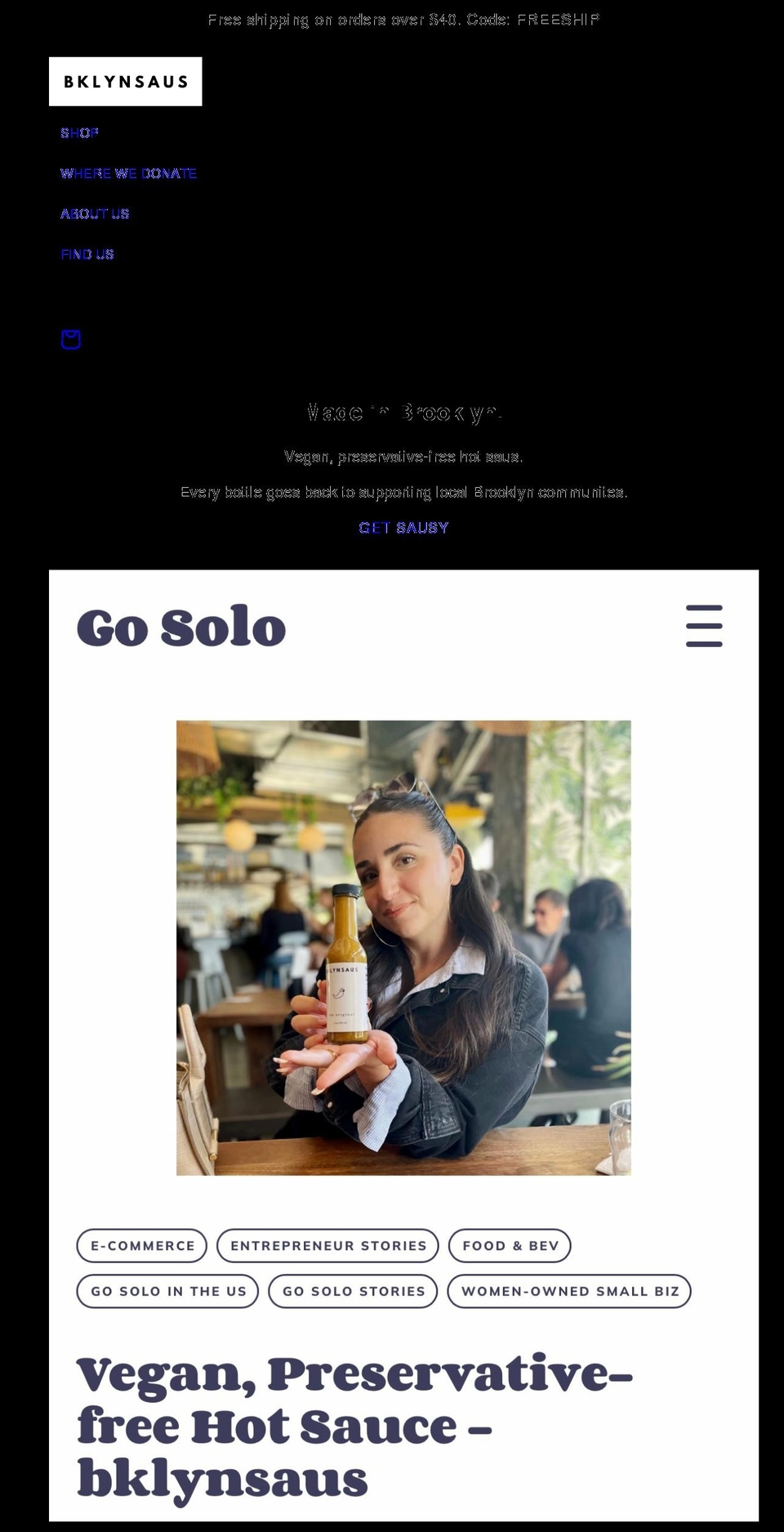 bklynsaus.com shopify website screenshot