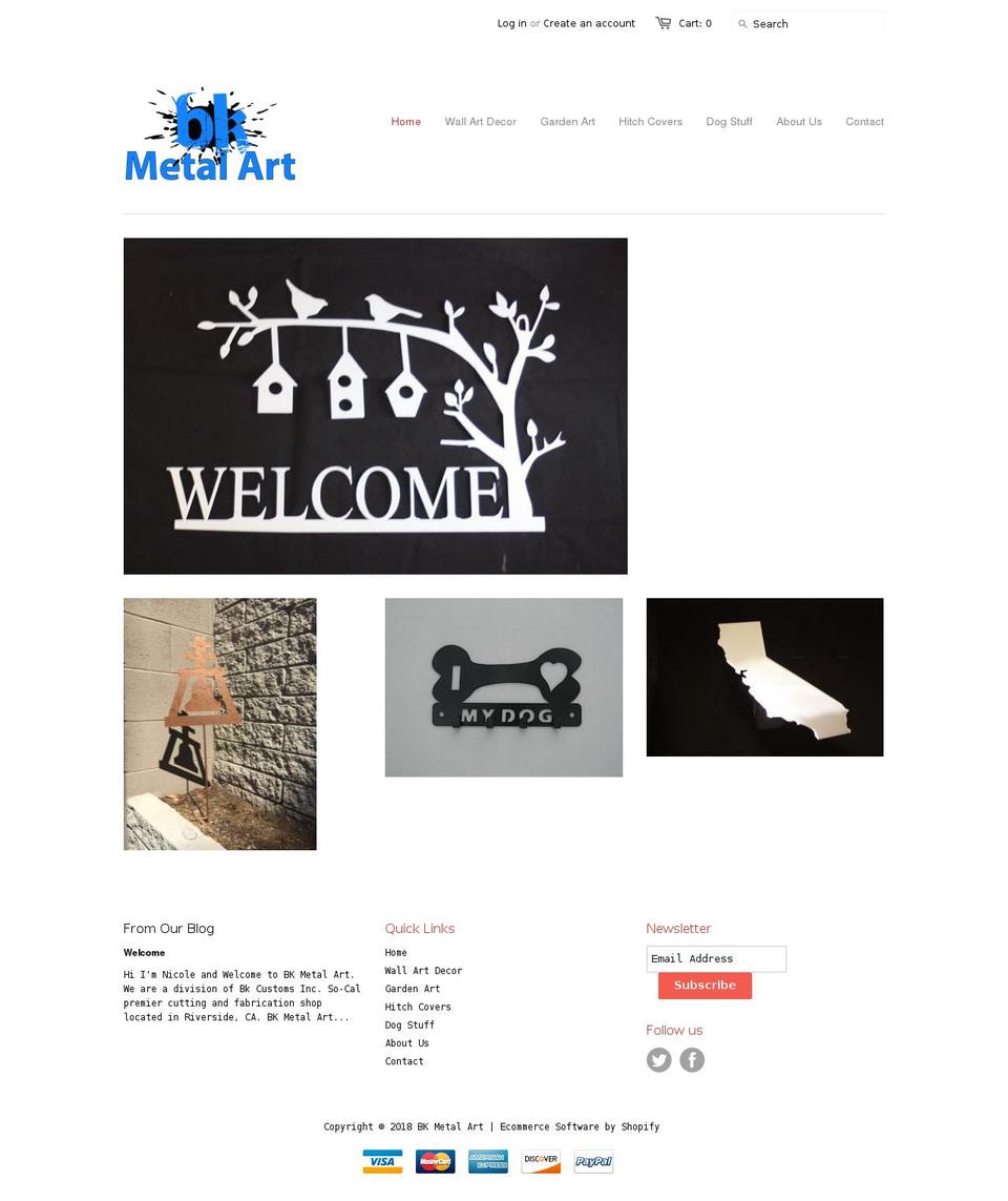bkmetalart.com shopify website screenshot