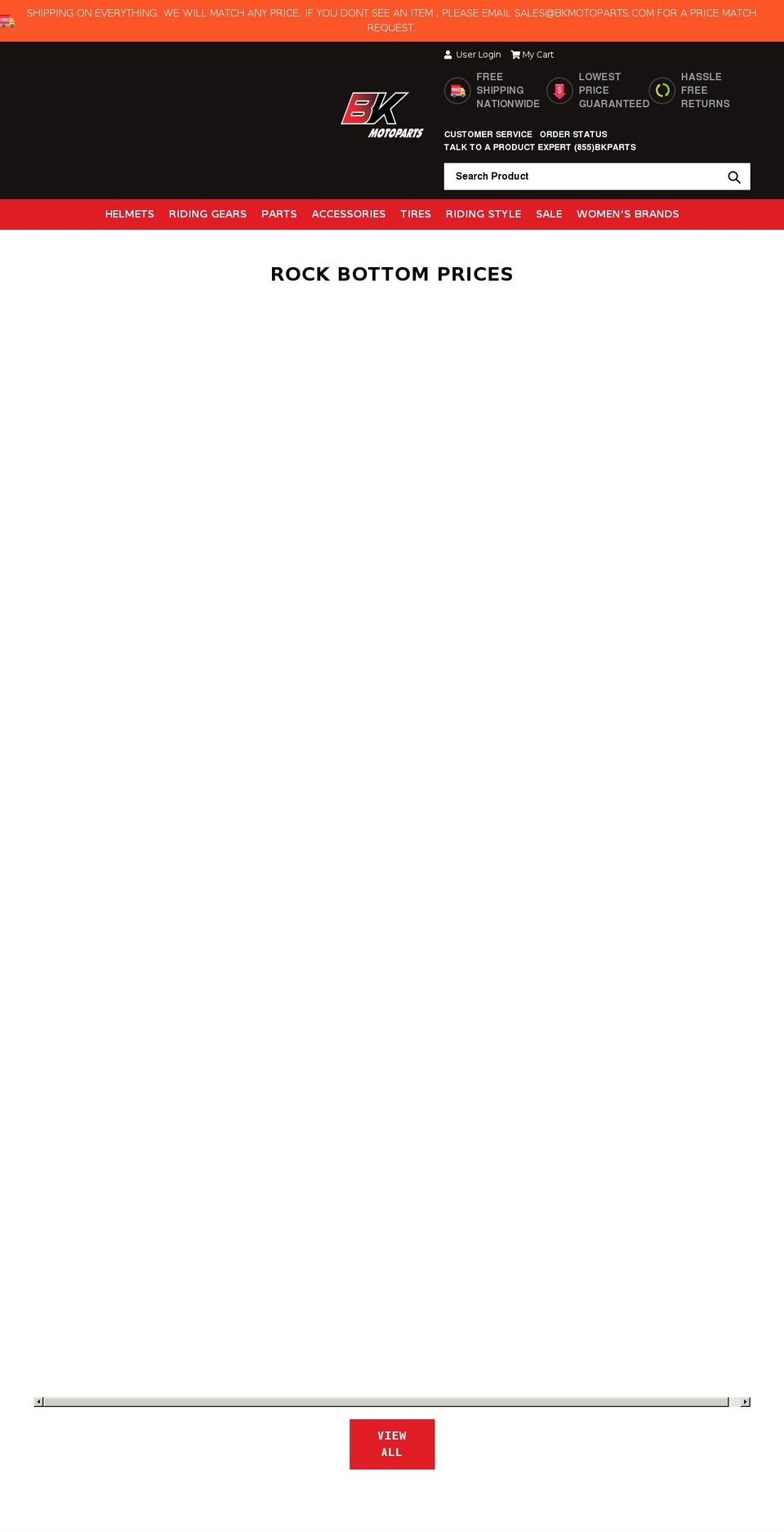 bkmotoparts.com shopify website screenshot