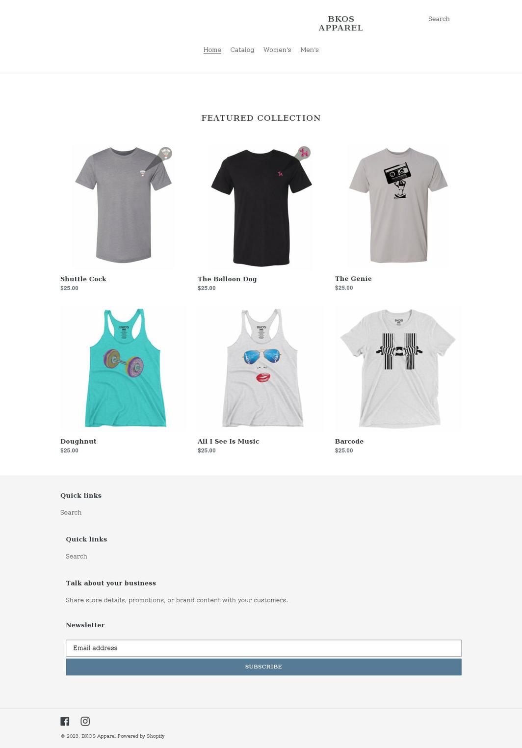 bkosapparel.com shopify website screenshot