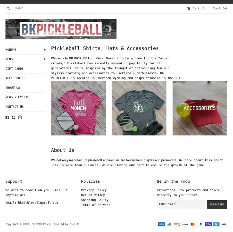 bkpickleball.com shopify website screenshot